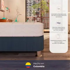 COMODISIMOS - Combo Colchón Semidoble Semifirme Access Resortado 120x190 + Base Cama Essential Gris 120x190 + 1 Almohada