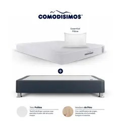COMODISIMOS - Combo Colchón Sencillo Semifirme Access Resortado 100X190 + Base Cama Essential Gris 100X190 + 1 Almohada