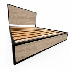 HOMEGLAMOUR - Cama Semidoble Metal Madera Agata Cafe 120x190x24