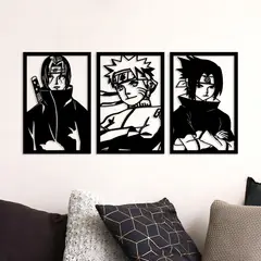 CEGRAFIC - Set De 3 Cuadros Naruto Estilo 3 Negro