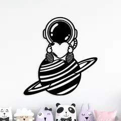 CEGRAFIC - Figura Astronauta Con Corazón De 60X55 Cm Negro