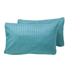 HOMETEX - Par de Fundas de Almohadas Turquesa Solofondo Microfibra 50*70