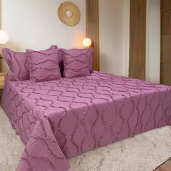 HOMETEX - Tendido Password Ondas Fullqueen Doble Faz Rosado -Azul