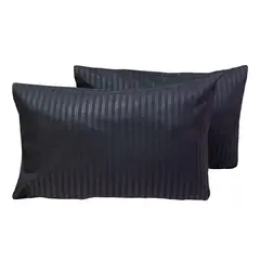 HOMETEX - Par de Fundas de Almohadas Negras Solofondo Microfibra 50*70