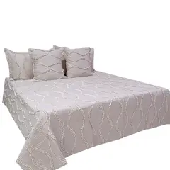 HOMETEX - Tendido Password Ondas Fullqueen Doble Faz Beige - Rosa