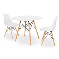 52 BITS - Combo de Mesa Redonda Blanca + 2 Sillas Eames Blanco