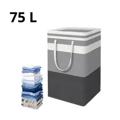 52 BITS - Cesto Grande Para Ropa Sucia Y Lavanderia Plegable 75 Litros Gris