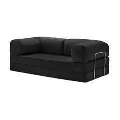 BANZAY - Sofá Cama Teddy Negro 180x90x65 cm