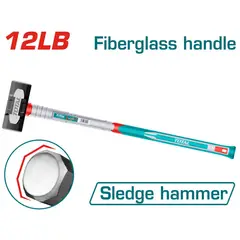 TOTAL TOOLS - Mazo Cabeza Acero Carbono con Mango Fibra de Vidrio 12 lb
