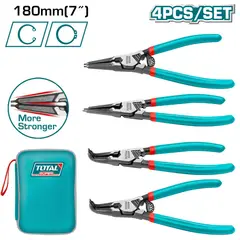 TOTAL TOOLS - Juego de Alicates 4 Piezas para Seguros 90° y 180°