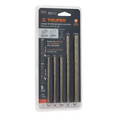 TRUPER - Juego de Brocas 5 Piezas 3/16'' a 3/8'' Rotomartillo Concreto