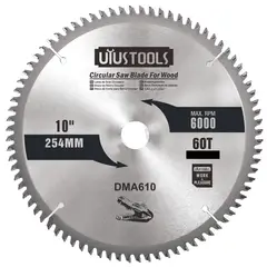 UYUSTOOLS - Disco para Madera 10 Pulgadas Centro 25.4 mm 60 Dientes