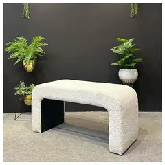 JUST HOME COLLECTION - Puff Dubái Moderno Blanco Tela Extra Suave 103 cm