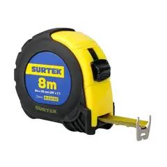 SURTEK - Flexómetro Cuerpo Anti Impacto 8 m x 1 Pulgada Doble Cara