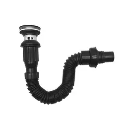 CCOL - Push Tipo Hongo Zinc Negro con Sifon Integrado Pvc Negro con Rebose