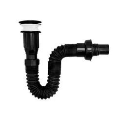 CCOL - Push Tipo Hongo Zinc Negro con Sifon Integrado Pvc Negro Sin Rebose
