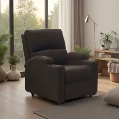 ELITE LIVING - Silla Reclinable 1 Puesto Push Alan Tela Chocolate