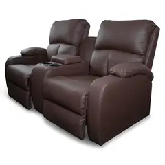 ELITE LIVING - Silla Reclinable 2 Puestos Consola Push Amber Roma Chocolate