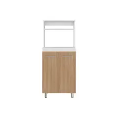 JUST HOME COLLECTION - Mueble Microondas Sedona (1c) Blanco Mqz + Fresno Europeo 140x60x35.3 cm