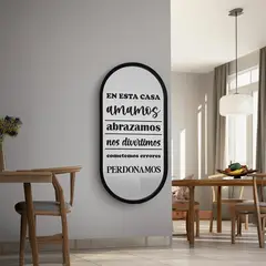 JUST HOME COLLECTION - Cuadro Ovalado Frase Madera 29x59 Cm Plata Y Negro Muralia