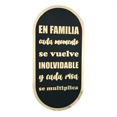 JUST HOME COLLECTION - Cuadro Ovalado Frase Madera 29x59 Cm Negro Y Oro Muralia