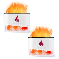 ENERGY PLUS - Set X2 Humidificador y Difusor de Aromas Efecto Llama y Led Blanco