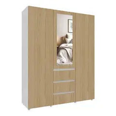 JUST HOME COLLECTION - Closet Covalt 200X160X50Cm Madera natural Blanco