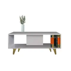 JKASSEM - Mesa de Centro Rectangular 85X30X35Cm Blanco