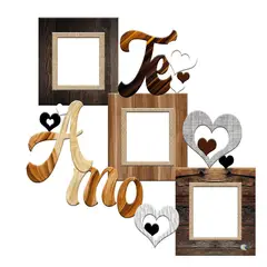 undefined - Cuadro Portarretrato Tr Te Amo - F3 (45.5cm x 43cm) Color Madera