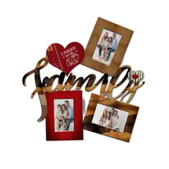 undefined - Cuadro Portarretrato Tr Family- F4 (48.5cm x 49.5cm) Color Madera y Rojo