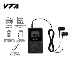 VTA PLUS - Radio Recargable De Bolsillo Am/Fm Mp3 Micro Sd