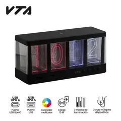 VTA PLUS - Reloj De Mesa Con Carga Inalámbrica De 15W Luz Led