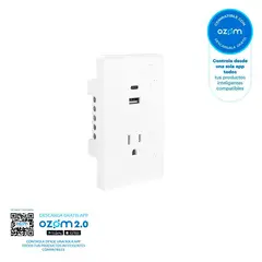 VTA PLUS - Toma Doble P/T Inteligente + Toma USB Ecko Blanco