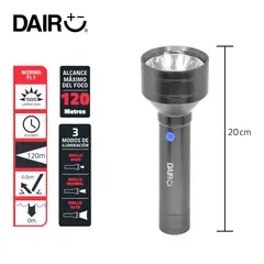 DAIRU - Linterna Recargable Metálica Alcance 120 Metros
