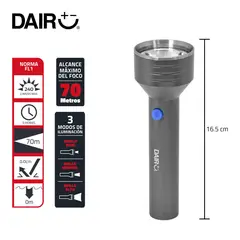DAIRU - Linterna Recargable Metálica Alcance 70 Metros