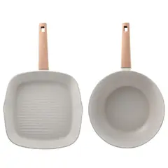 BERGNER - Set x2 Sartenes wok y Plancha 28cms Naturally