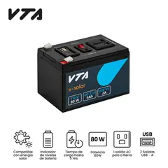 VTA PLUS - Estación De Carga Portable 110V 80W 1 Sal Ac+2 Usb