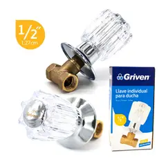 GRIVEN - Grifería Individual Para Ducha Maneral Acrilico Prisma Grande Consumo 6 l/min