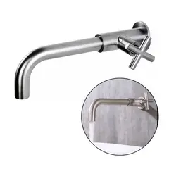 GENERICO - Grifería Llave Lavamanos De Pared. Metálica De Alta Calidad Satinada. Consumo 10.5 l/min