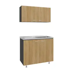 JUST HOME COLLECTION - Cocina Integral 1 Metro Nápoles Eco Europeo/Wengue Incluye Mesón Poceta Derecha