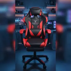 MAXPLAYGT - Silla Gamer Vibracion Lumbar Negro Rojo y Reposapies