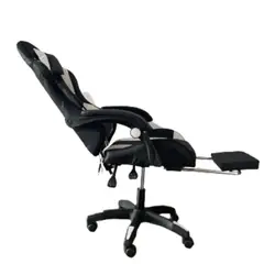 MAXPLAYGT - Silla Gamer Vibracion Lumbar Negro Blanco y Reposapies