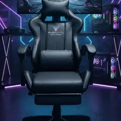 MAXPLAYGT - Silla Gamer Vibracion Lumbar Negro Full y Reposapies