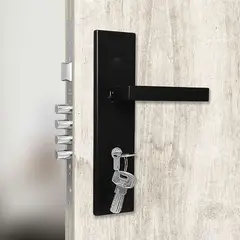 KL SECURITY - Kit 6000-4. Incluye Manijón Colon Black Cerradura Kl200-60 Pestillo y Cuantro Bulones en Acero Backset 60 mm 5 Llaves Multipunto en Latón