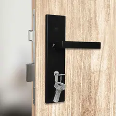 KL SECURITY - Kit 6000. Incluye Manijón Colon Black Cerradura de Incrustar Kl 60 de Bulón Cuadrado y Pestillo. Backset de 60 mm 5 Llaves Multipunto en Latón