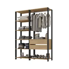 AKIVOY - Armario Closet Aureo 183X135X45 Negro-Café