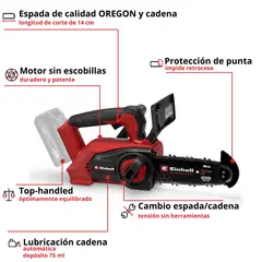 EINHELL - Motosierra Inalámbrica + Cargador Y Bateria 4Ah