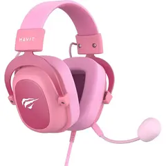 HAVIT - Diadema Audífonos Gamer Rosado Waifu Sonido Bass Micrófono Desmontable