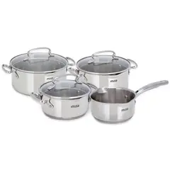 Imusa - Juego de Ollas / Batería de Cocina 7 Piezas Maestro Acero Inoxidable
