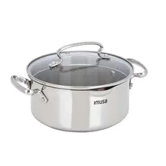 Imusa - Olla 20 cm Tapa de Vidrio Acero Inoxidable Linea Maestro
